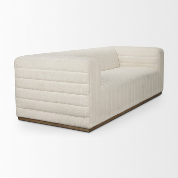 87 Inch Boucle Upholstered Sofa in Cream for Modern Living Room Seating