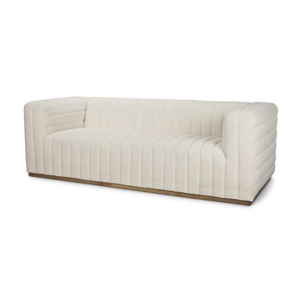 87 Inch Boucle Upholstered Sofa in Cream for Modern Living Room Seating