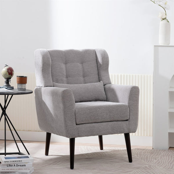 English Elm Modern Accent Chair with Ergonomic Chenille Upholstery, Padded Foam Seat and Solid Wood Legs, Stylish Lounge Seating for Living Room Bedroom Reading Nook Grey W1028P162720