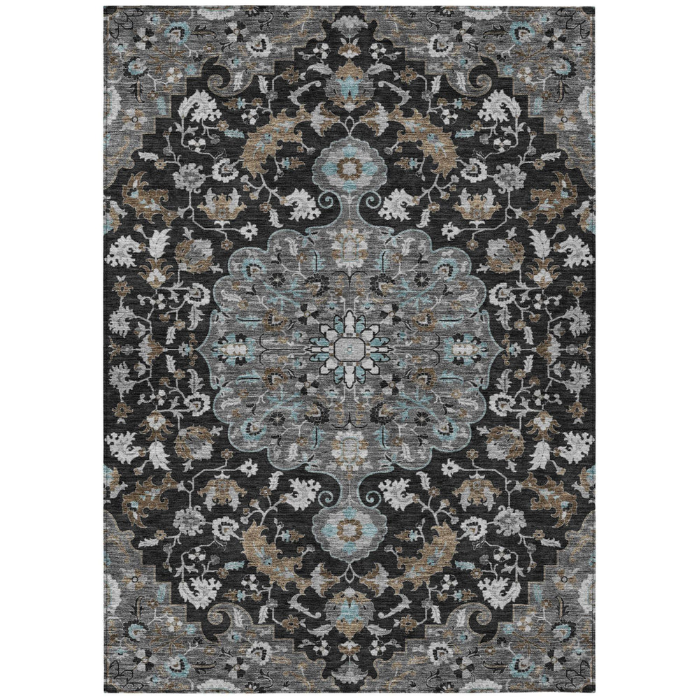 HomeRoots 5 X 8 Floral Medallion Polyester Area Rug Washable Indoor Outdoor Living Patio 730921
