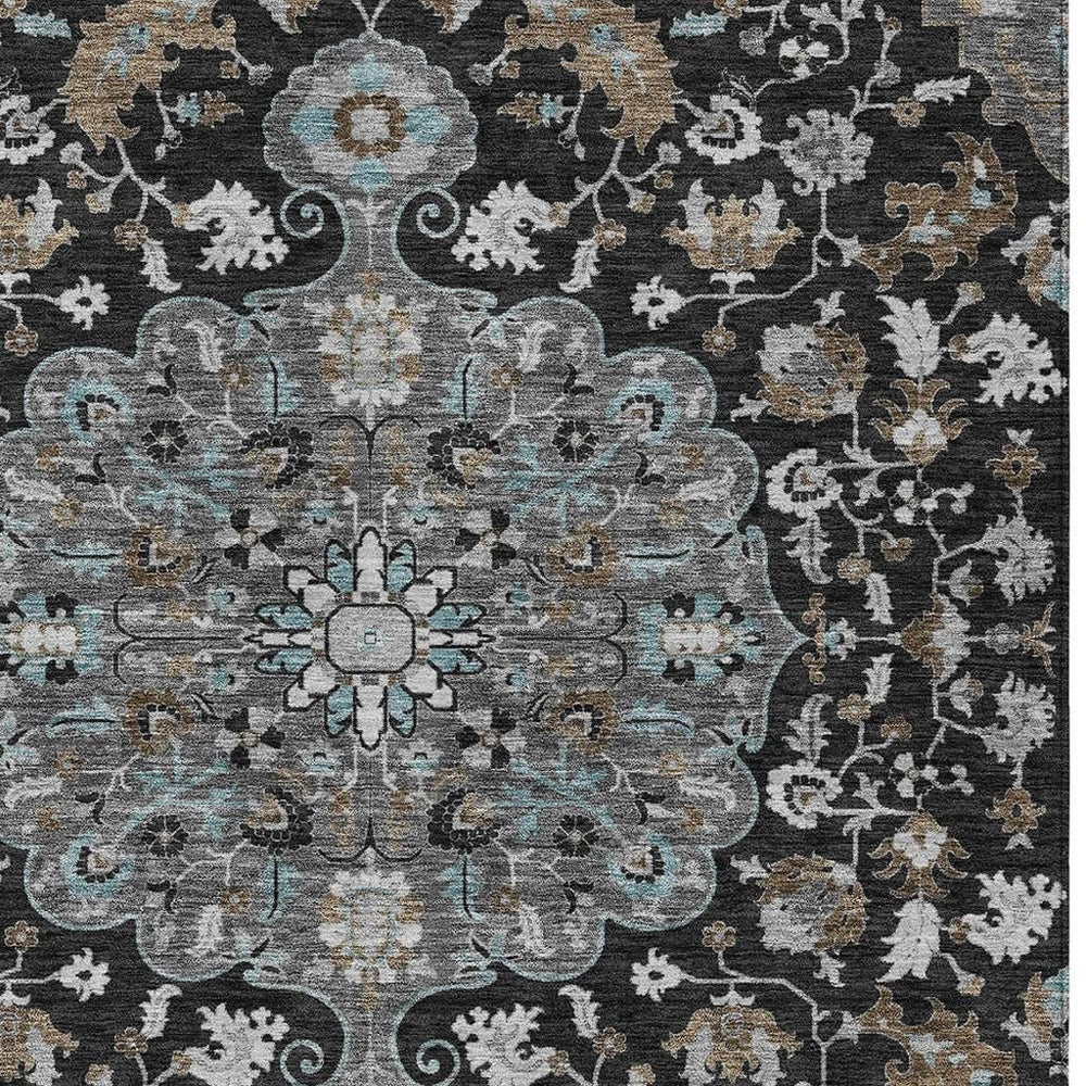HomeRoots 5 X 8 Floral Medallion Polyester Area Rug Washable Indoor Outdoor Living Patio 730921