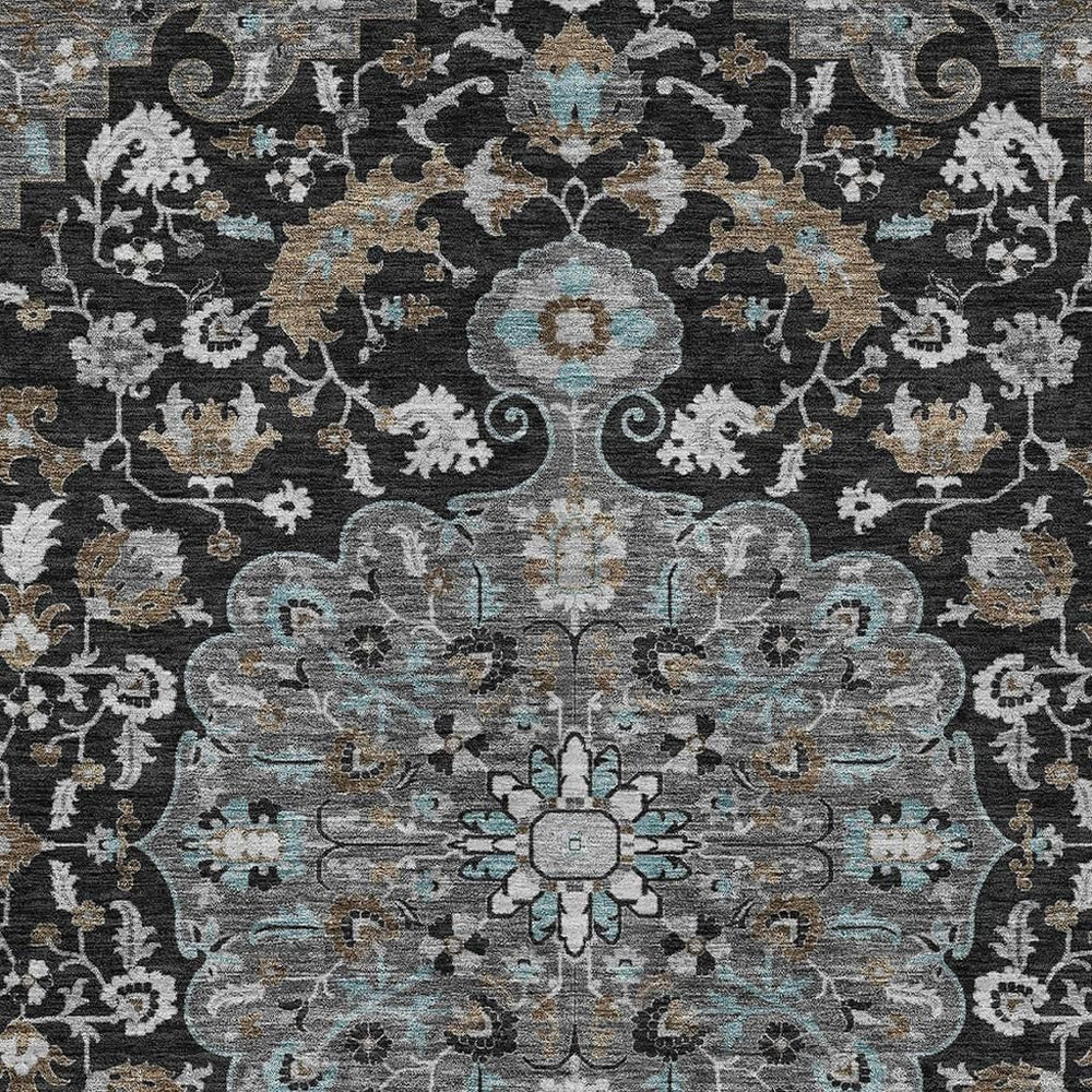 8 Ft X 10 Ft Floral Medallion Polyester Area Rug Uv Resistant Indoor Outdoor Use