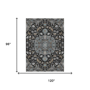 8 Ft X 10 Ft Floral Medallion Polyester Area Rug Uv Resistant Indoor Outdoor Use