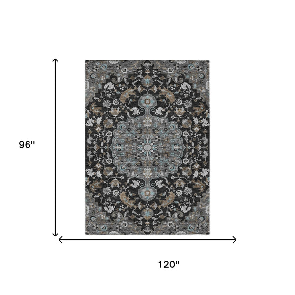 8 Ft X 10 Ft Floral Medallion Polyester Area Rug Uv Resistant Indoor Outdoor Use