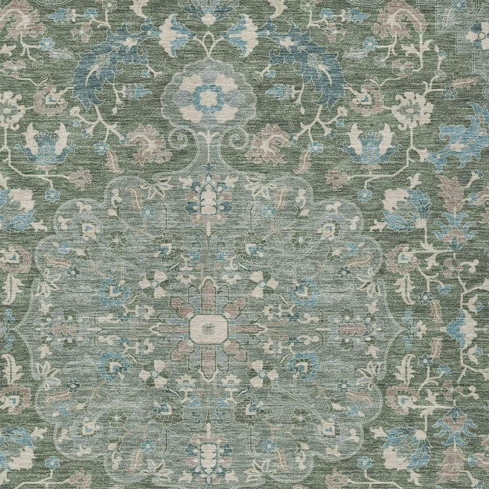 5x8 Floral Medallion Polyester Area Rug Washable Uv Resistant Indoor Outdoor Use