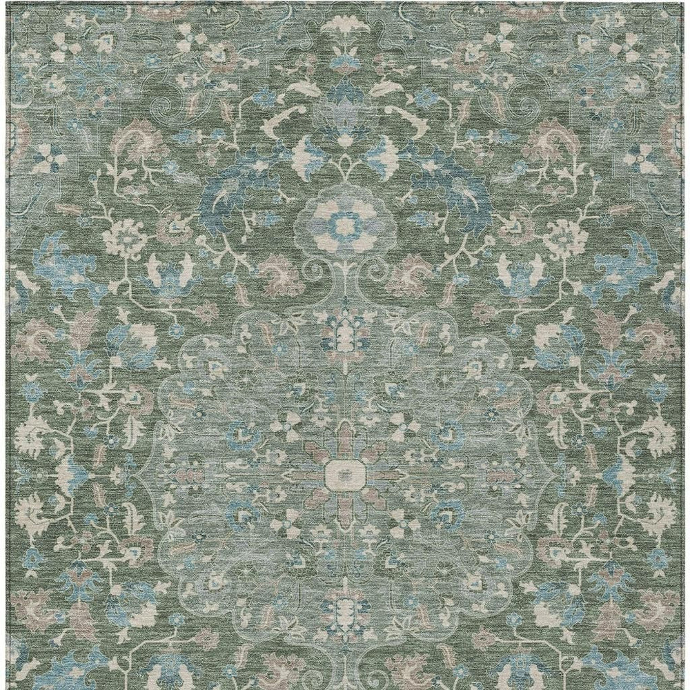 5x8 Floral Medallion Polyester Area Rug Washable Uv Resistant Indoor Outdoor Use
