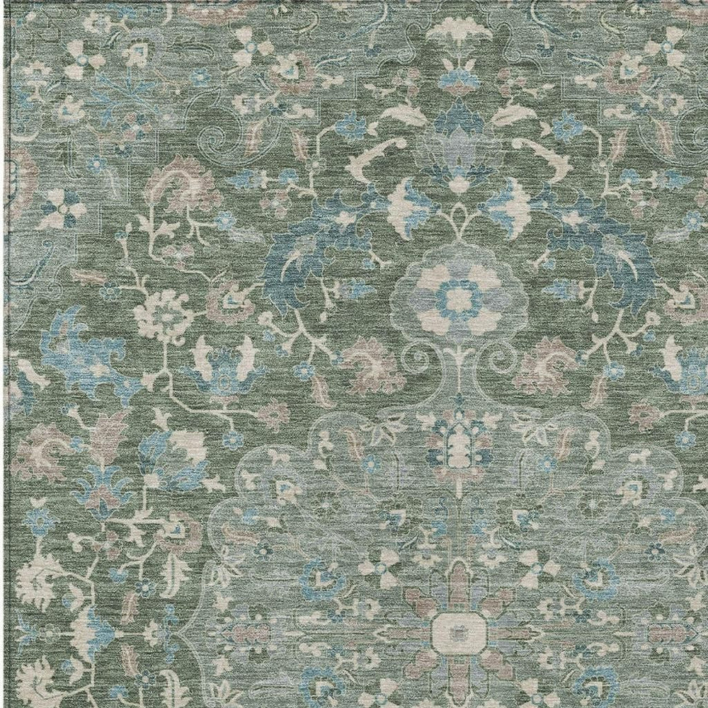 8x10 Floral Medallion Indoor Outdoor Rug Machine Washable Polyester Patio Living Room