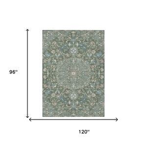 8x10 Floral Medallion Indoor Outdoor Rug Machine Washable Polyester Patio Living Room