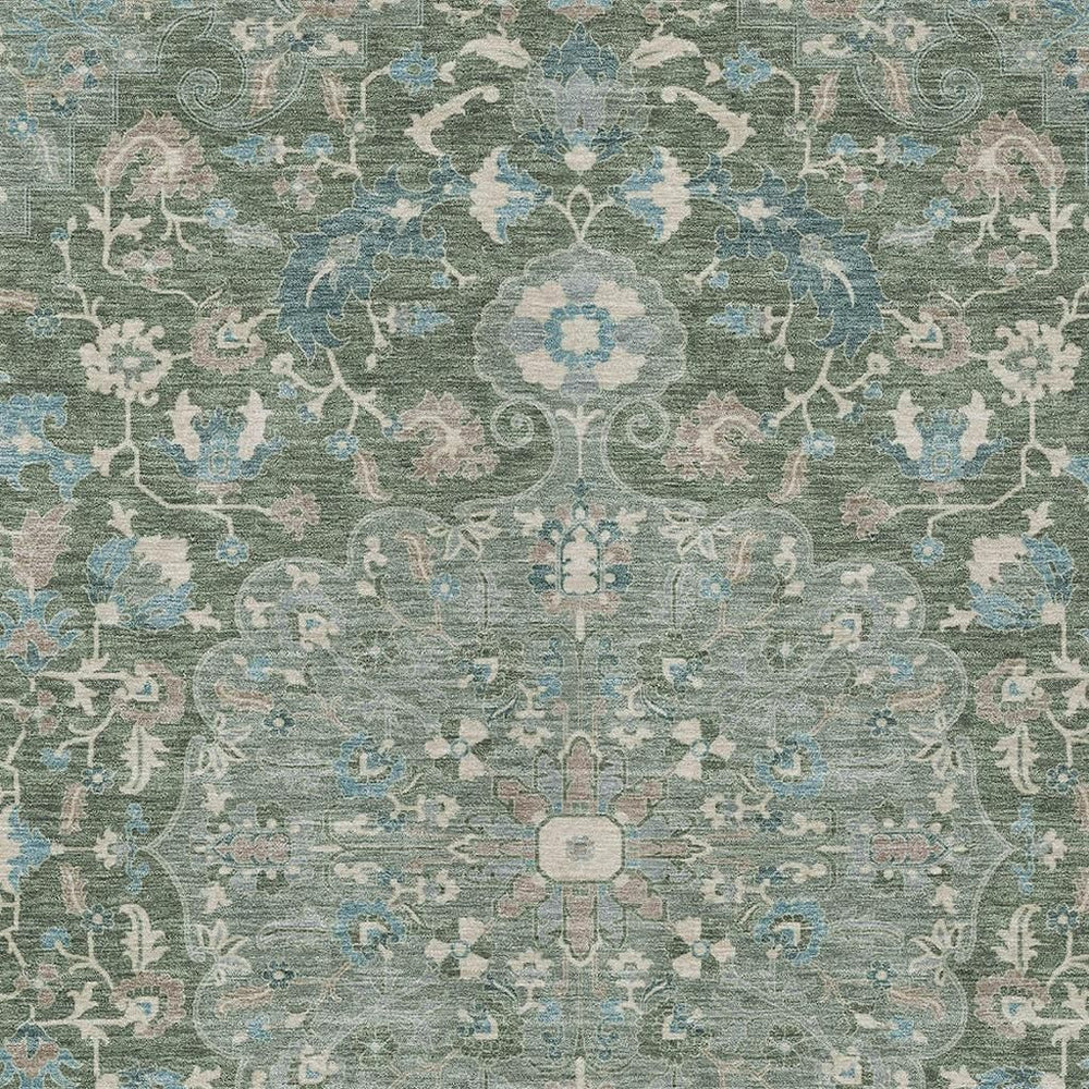 HomeRoots 9x12 Floral Medallion Polyester Area Rug Washable Uv Resistant Indoor Outdoor Use 730930