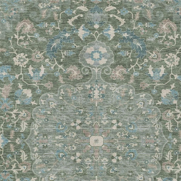 9x12 Floral Medallion Polyester Area Rug Washable Uv Resistant Indoor Outdoor Use