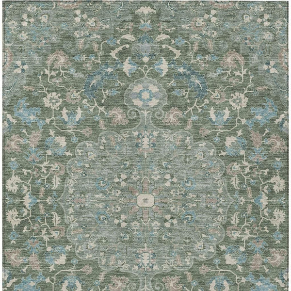 9x12 Floral Medallion Polyester Area Rug Washable Uv Resistant Indoor Outdoor Use