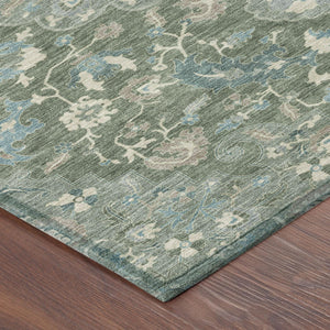 9x12 Floral Medallion Polyester Area Rug Washable Uv Resistant Indoor Outdoor Use