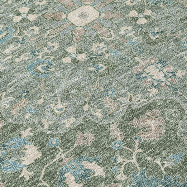 9x12 Floral Medallion Polyester Area Rug Washable Uv Resistant Indoor Outdoor Use