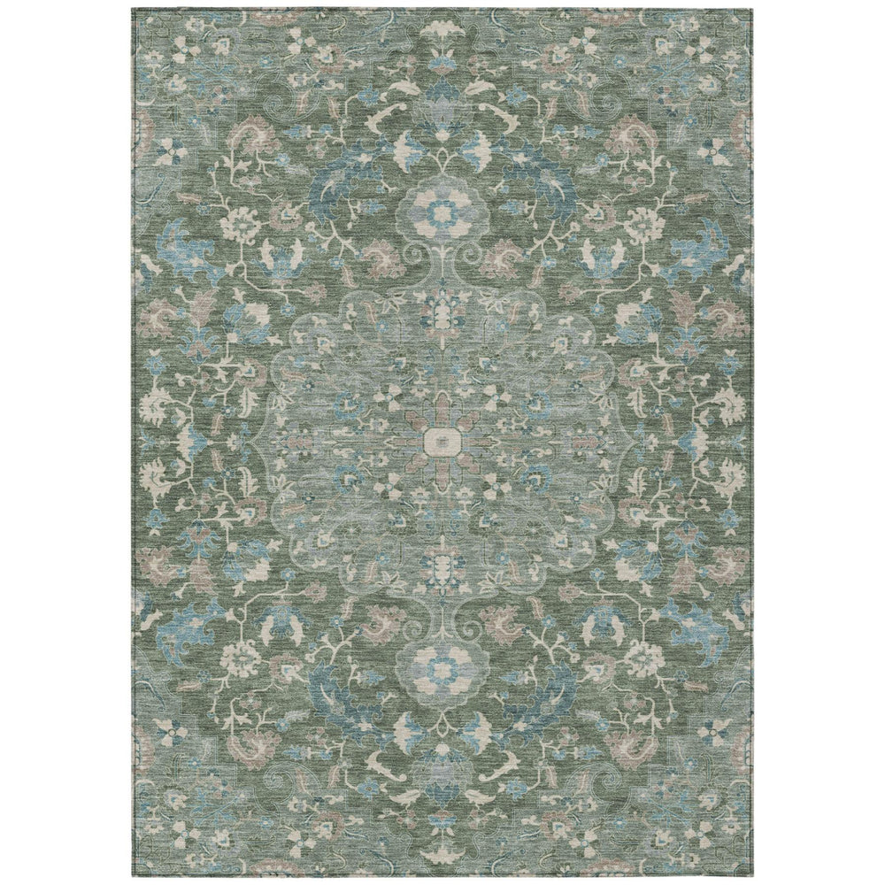 HomeRoots 10 X 14 Floral Medallion Polyester Area Rug Washable Uv Resistant Indoor Outdoor 730931