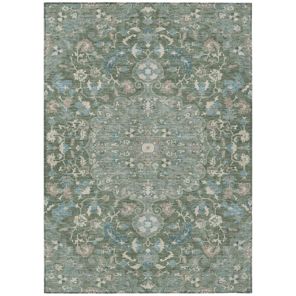 HomeRoots 10 X 14 Floral Medallion Polyester Area Rug Washable Uv Resistant Indoor Outdoor 730931