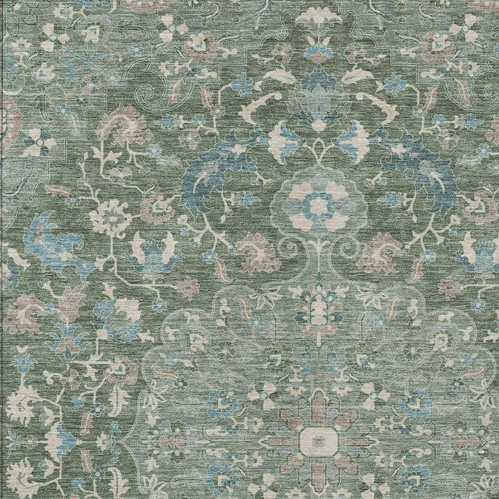 HomeRoots 10 X 14 Floral Medallion Polyester Area Rug Washable Uv Resistant Indoor Outdoor 730931