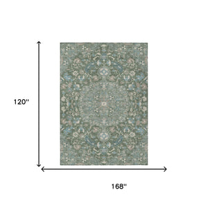 10 X 14 Floral Medallion Polyester Area Rug Washable Uv Resistant Indoor Outdoor