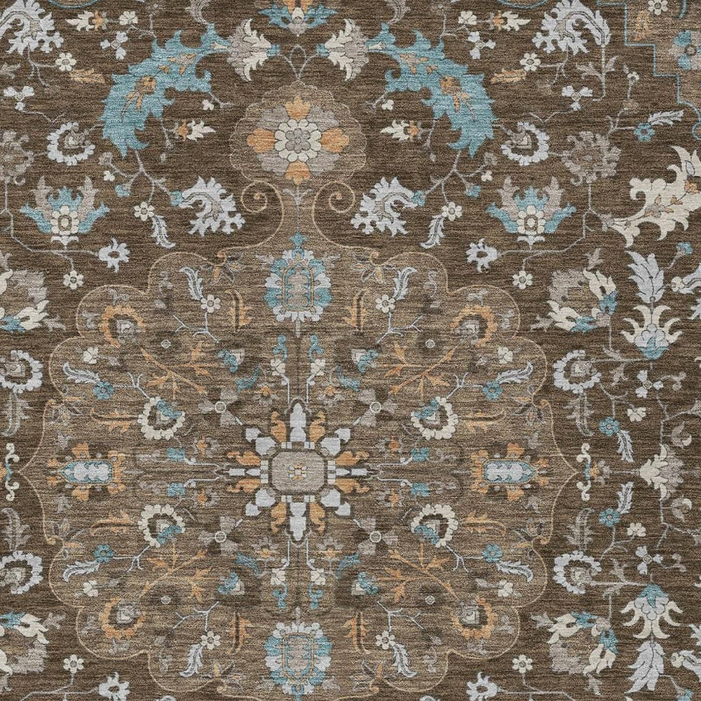 8 X 10 Floral Medallion Washable Polyester Rug for Indoor Outdoor Spaces