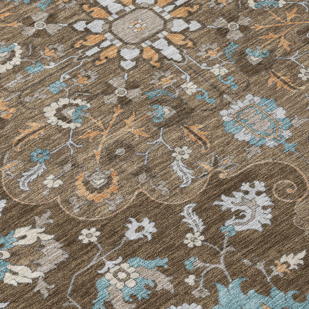 8 X 10 Floral Medallion Washable Polyester Rug for Indoor Outdoor Spaces