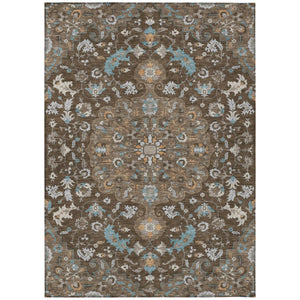 HomeRoots 10x14 Floral Medallion Polyester Area Rug for Indoor Outdoor Washable Spaces 730937
