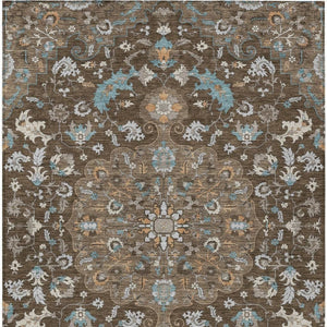 10x14 Floral Medallion Polyester Area Rug for Indoor Outdoor Washable Spaces