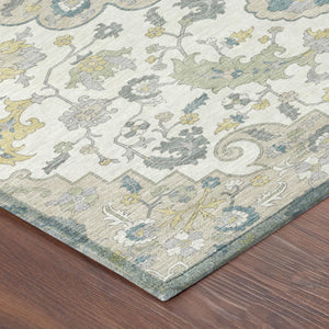 9x12 Floral Medallion Indoor Outdoor Washable Rug Ivory Beige Polyester Uv Resistant