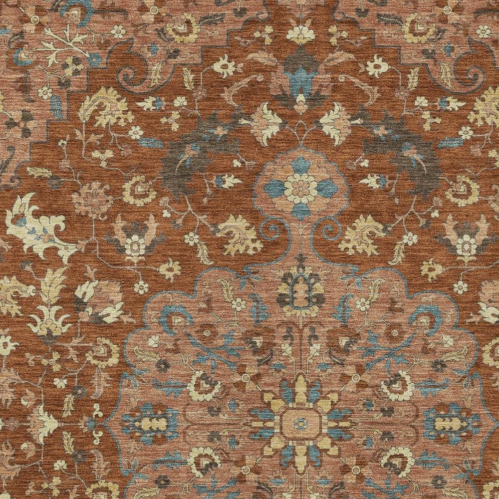 HomeRoots Floral Medallion Washable Polyester Area Rug for Indoor Outdoor Patio and Living Room Decor 5' x 8' 730951
