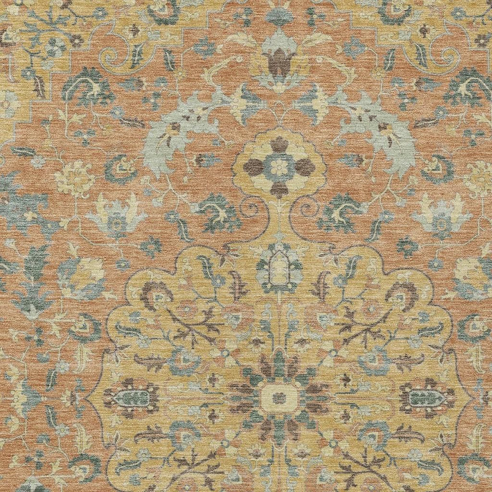 HomeRoots Floral Medallion Washable Indoor Outdoor Polyester Area Rug for Patios and Living Rooms 5' x 8' 730963