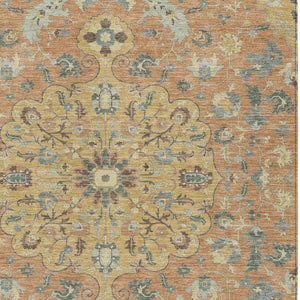 Floral Medallion Washable Indoor Outdoor Polyester Area Rug for Patios and Living Rooms