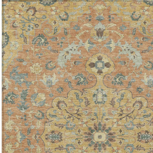 Floral Medallion Washable Indoor Outdoor Polyester Area Rug for Patios and Living Rooms