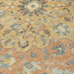 Floral Medallion Washable Indoor Outdoor Polyester Area Rug for Patios and Living Rooms