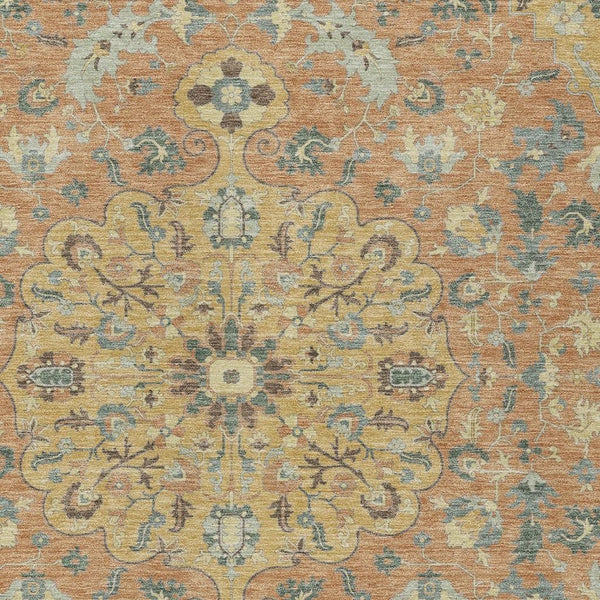 Floral Medallion Washable Indoor Outdoor Polyester Area Rug for Patios and Living Rooms