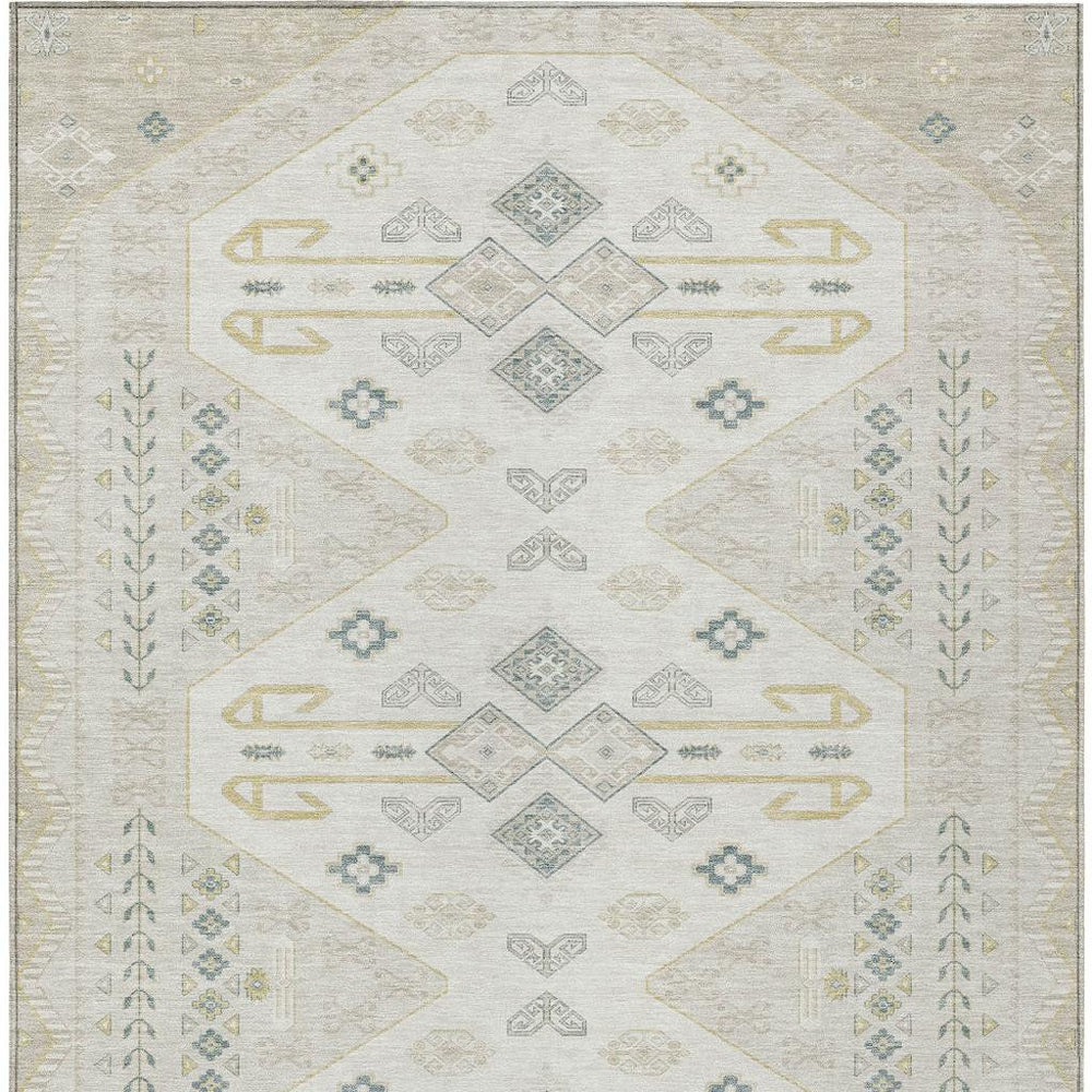 HomeRoots 5 X 8 Geometric Polyester Area Rug Washable Neutral Tones for Patio or Living Room 730969