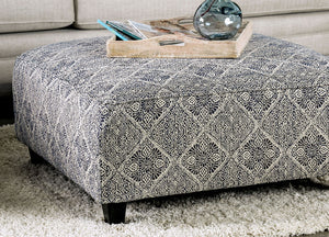 English Elm Modern Square Ottoman with Wooden Legs 42"x42" Plush Top Transitional Accent Seating for Home Decor Ivory,Navy 38 L x 38 W x 14 H B2741P356296