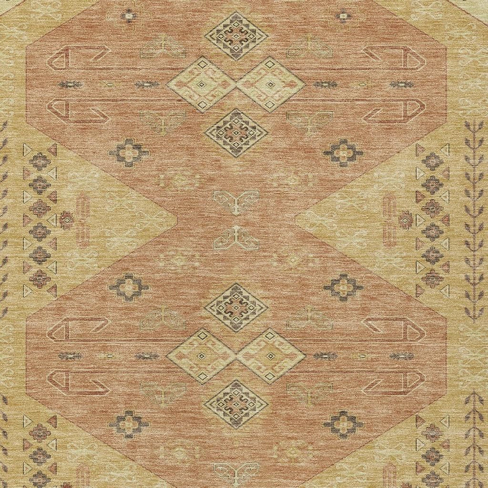 HomeRoots 8 X 10 Gold Wheat Geometric Polyester Area Rug Washable Indoor Outdoor Patio 730989