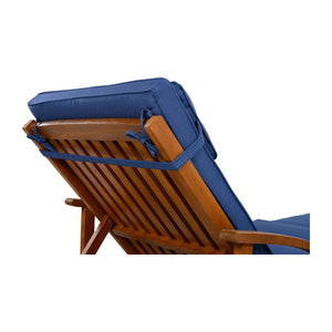 English Elm U_style Acacia Wood Outdoor Chaise Lounge Set with Cushions Adjustable Reclining Backrest Navy Blue WY000482AAC