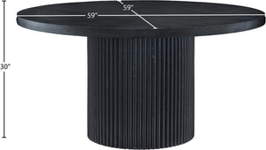 Meridian Furniture Belinda Oak Veneer Dining Table with Fluted Sculptural Base for Stylish Modern Rooms 60 inches Black 730Black-T