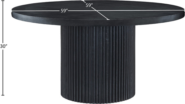 Meridian Furniture Belinda Oak Veneer Dining Table with Fluted Sculptural Base for Stylish Modern Rooms 60 inches Black 730Black-T