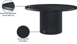 Meridian Furniture Belinda Oak Veneer Dining Table with Fluted Sculptural Base for Stylish Modern Rooms 60 inches Black 730Black-T