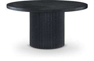 Meridian Furniture Belinda Oak Veneer Dining Table with Fluted Sculptural Base for Stylish Modern Rooms 60 inches Black 730Black-T