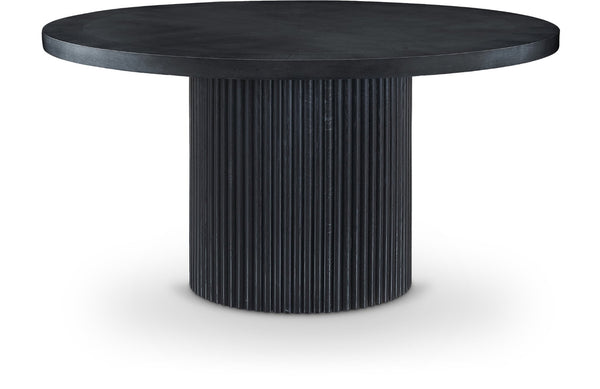Meridian Furniture Belinda Oak Veneer Dining Table with Fluted Sculptural Base for Stylish Modern Rooms 60 inches Black 730Black-T