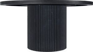 Meridian Furniture Belinda Oak Veneer Dining Table with Fluted Sculptural Base for Stylish Modern Rooms 60 inches Black 730Black-T
