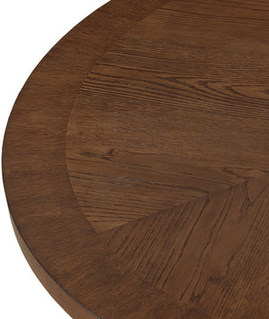 Meridian Furniture Belinda Oak Veneer Dining Table with Fluted Sculptural Base for Stylish Modern Rooms 60 inches Brown 730Brown-T