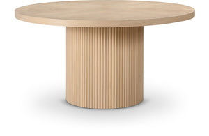 Meridian Furniture Belinda Oak Veneer Dining Table with Fluted Sculptural Base for Stylish Modern Rooms 60 inches Natural 730Oak-T