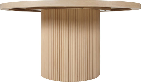 Meridian Furniture Belinda Oak Veneer Dining Table with Fluted Sculptural Base for Stylish Modern Rooms 60 inches Natural 730Oak-T