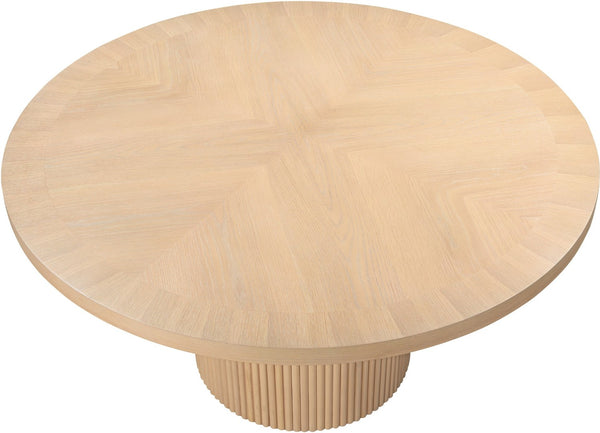 Meridian Furniture Belinda Oak Veneer Dining Table with Fluted Sculptural Base for Stylish Modern Rooms 60 inches Natural 730Oak-T
