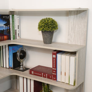 English Elm 90cm L-shaped Corner Bookcase Five Tier Open Shelving Unit for Home Office W2899P444149