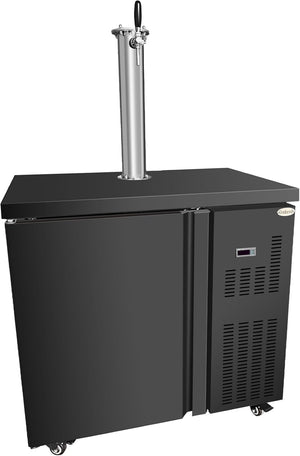 English Elm Beer Kegerator Full Size Dual Tap Draft Dispenser with Stainless Steel Column D858098812