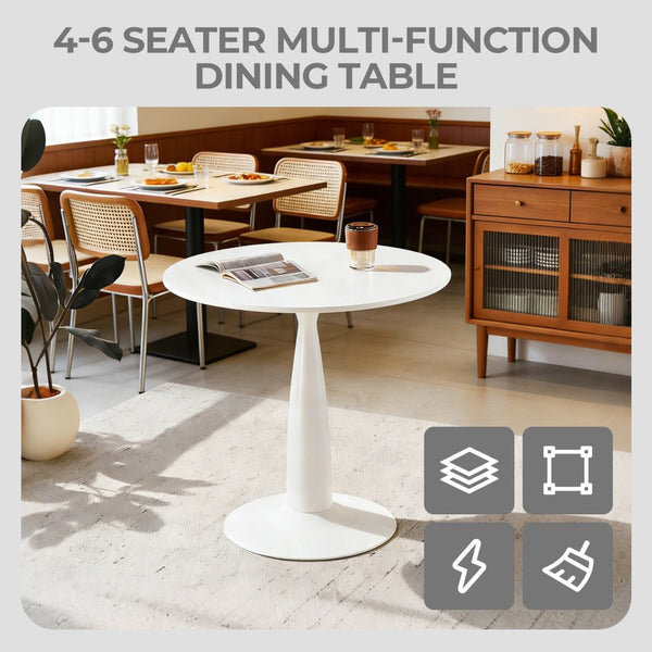 English Elm 31.5inch Tulip Pedestal Round Dining Table White Mdf Mid-century Modern for Small Spaces W3766P410237