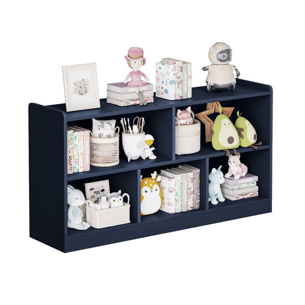 English Elm Wooden Five Cube Open Organizer Low Profile Montessori Bookshelf for Playroom or Nursery Navy Blue T3210P476849